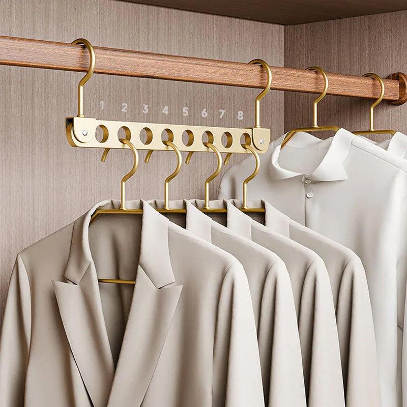 Support de Rangement Magique pour Cintres – 6/8 Trous, Pliable et Rotatif, Idéal pour Garde-Robe