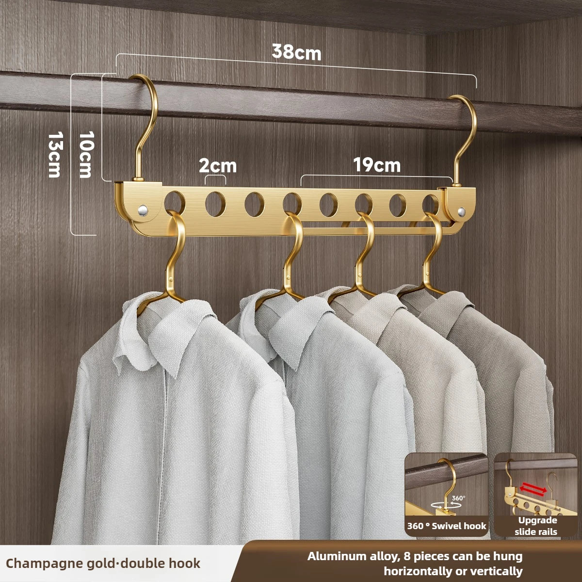 Support de Rangement Magique pour Cintres – 6/8 Trous, Pliable et Rotatif, Idéal pour Garde-Robe