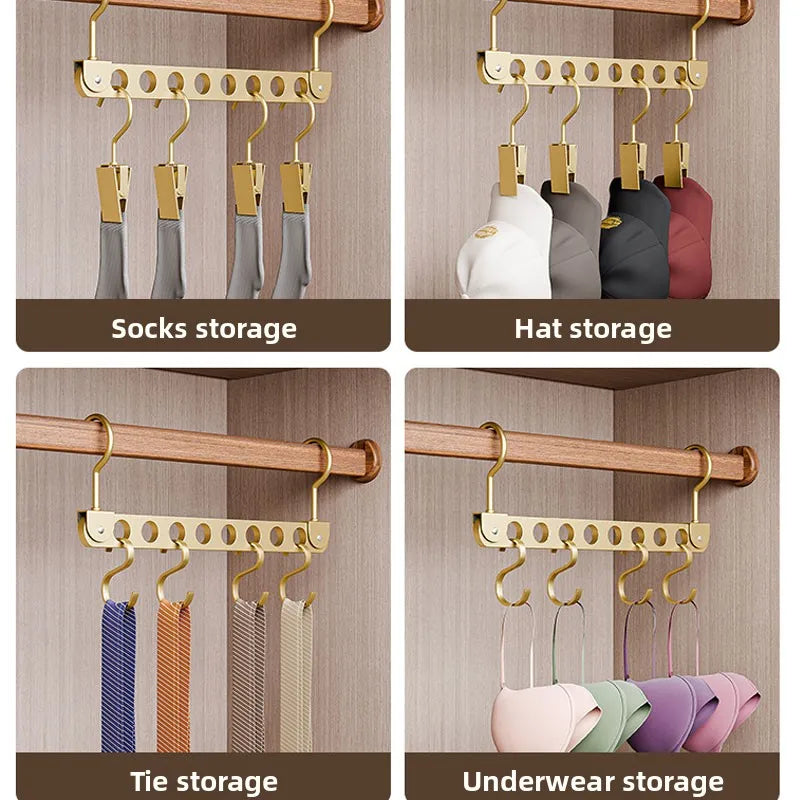Support de Rangement Magique pour Cintres – 6/8 Trous, Pliable et Rotatif, Idéal pour Garde-Robe