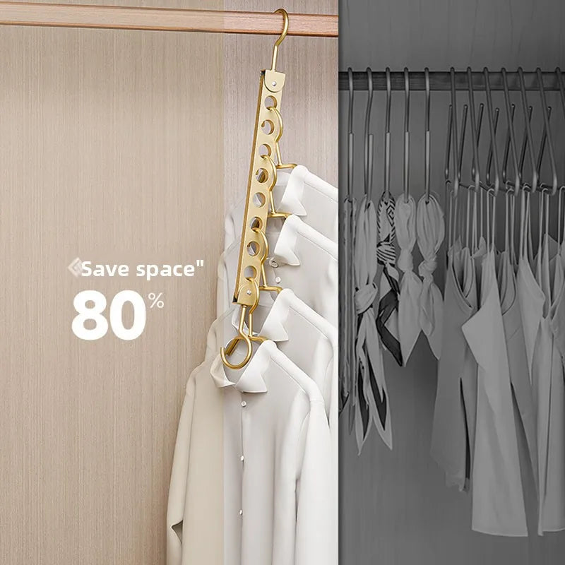 Support de Rangement Magique pour Cintres – 6/8 Trous, Pliable et Rotatif, Idéal pour Garde-Robe