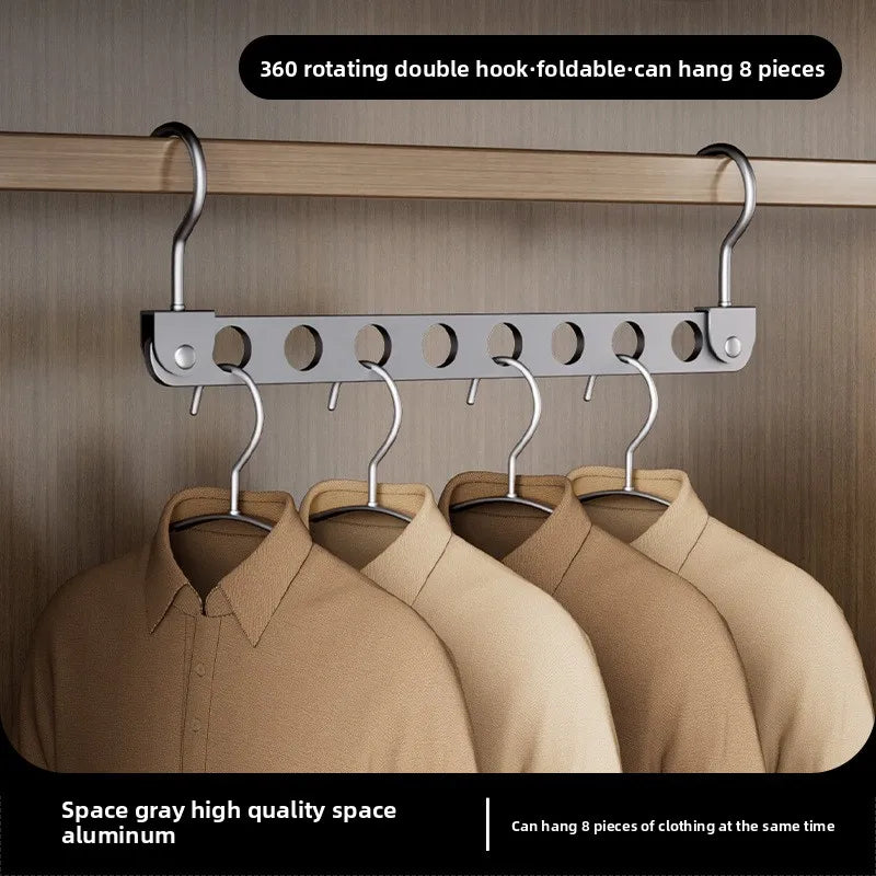 Support de Rangement Magique pour Cintres – 6/8 Trous, Pliable et Rotatif, Idéal pour Garde-Robe